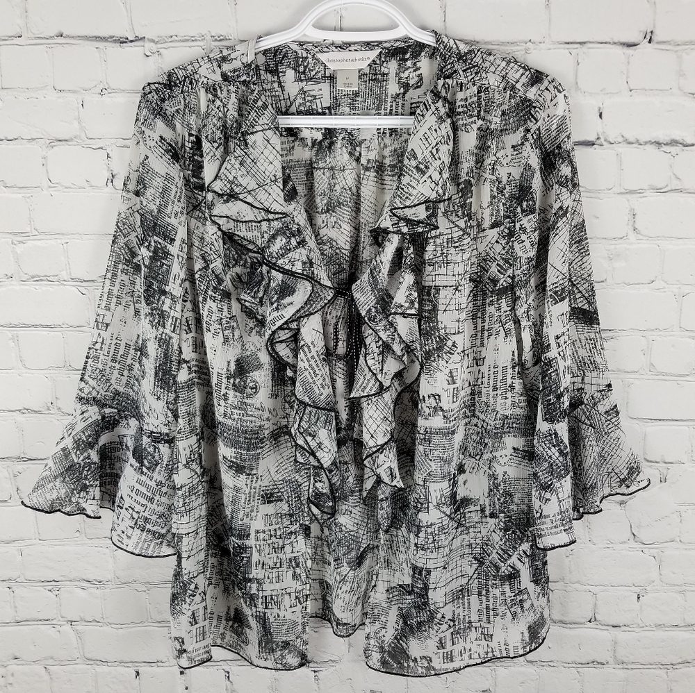 🇨🇦 CHRISTOPHER & BANKS | ruffle sheer cardigan
